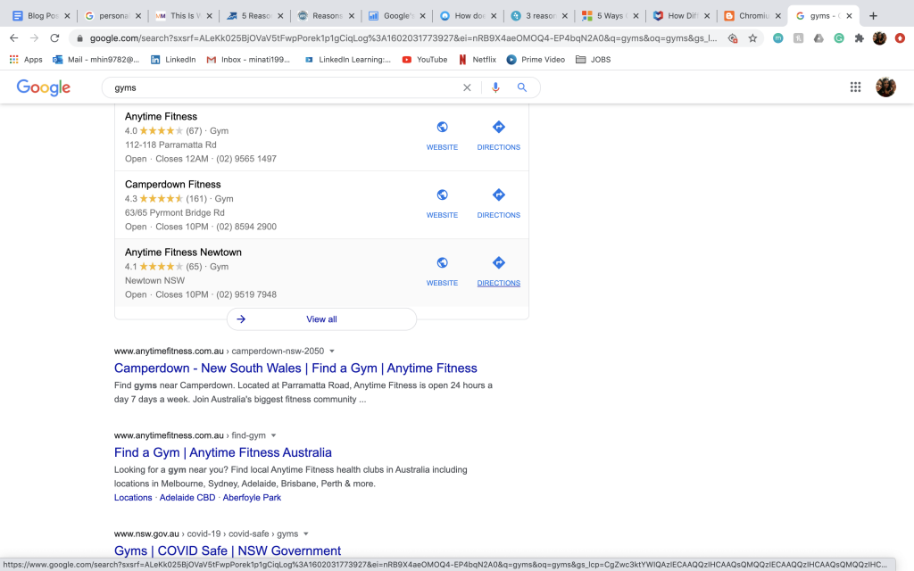SERPs on Chrome for exact location_SERPs across browsers_SEO Melbourne
