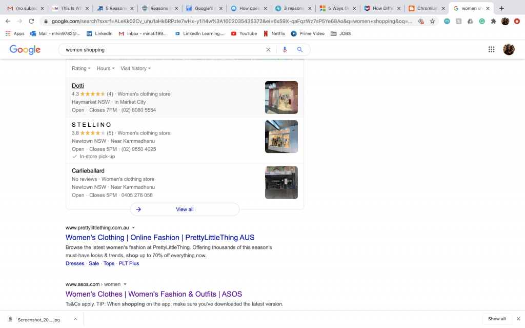 SERPs on chrome with saved history_SERPs across browsers_SEO Melbourne