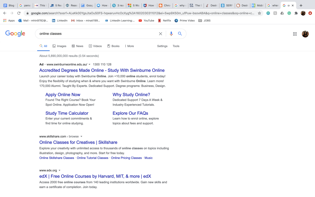 SERPs on Chrome on laptop_SERPs across browsers SEO Melbourne