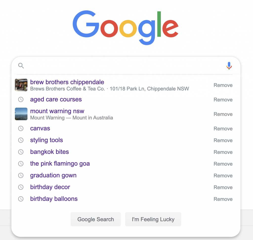 search history example_SERPs across browsers SEO Melbourne