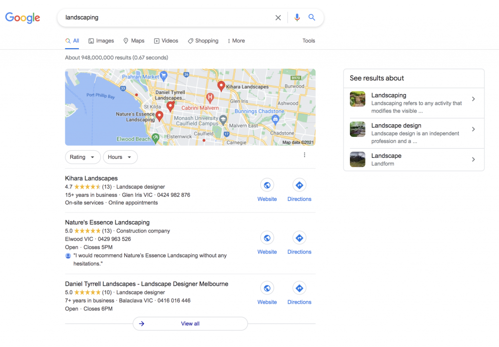 SEO Company Melbourne Structured Data Google Landscaping Search 